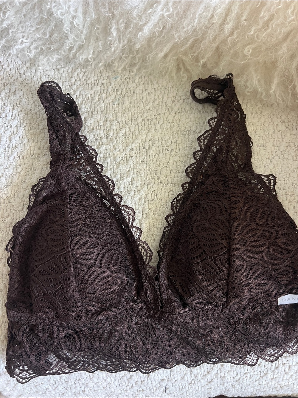 Dangling  Lace Bralette in Dark Brown - Women's Intimates
